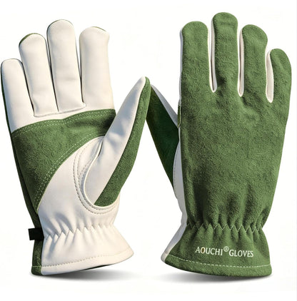 Cowhide Leather Work Gloves,Gardening,Welding Gloves for Men Black XL