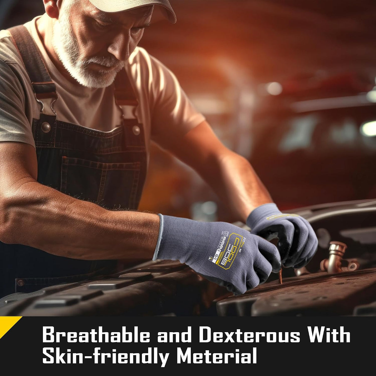 COOLJOB 3/6/12 Pairs Nitrile Rubber Dipped Nylon Safety Work Gloves