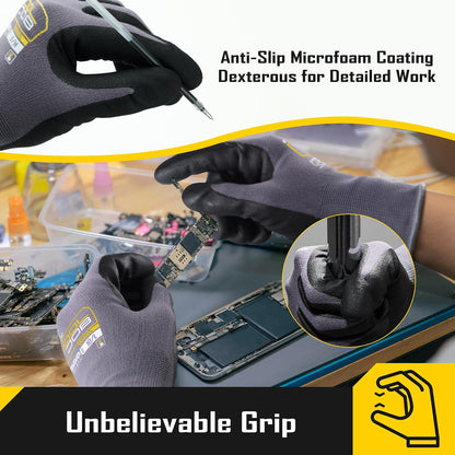 COOLJOB 3/12/36 Pairs Safety Work Gloves, Microfoam Nitrile Rubber Coated