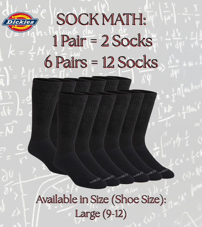 Dickies Men's Dri-Tech Moisture Control Boot-Length Socks, Available in L-XL (6, 12 Pairs)