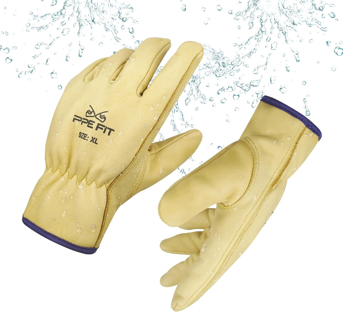 Waterproof Work Gloves – Heavy Duty, Non-Slip Grip, Durable All-Weather Protection - Large
