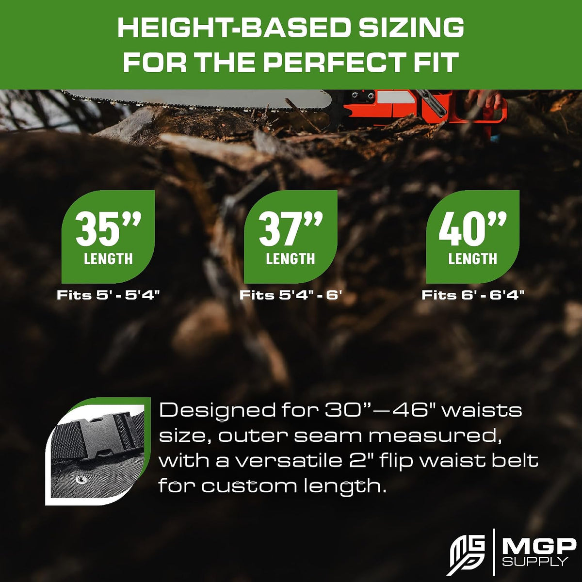 Chainsaw Chaps for Men with Ear Muffs & Safety Glasses | Adjustable Waist, 4-Ply Heavy Duty Chain Saw Chaps for Men