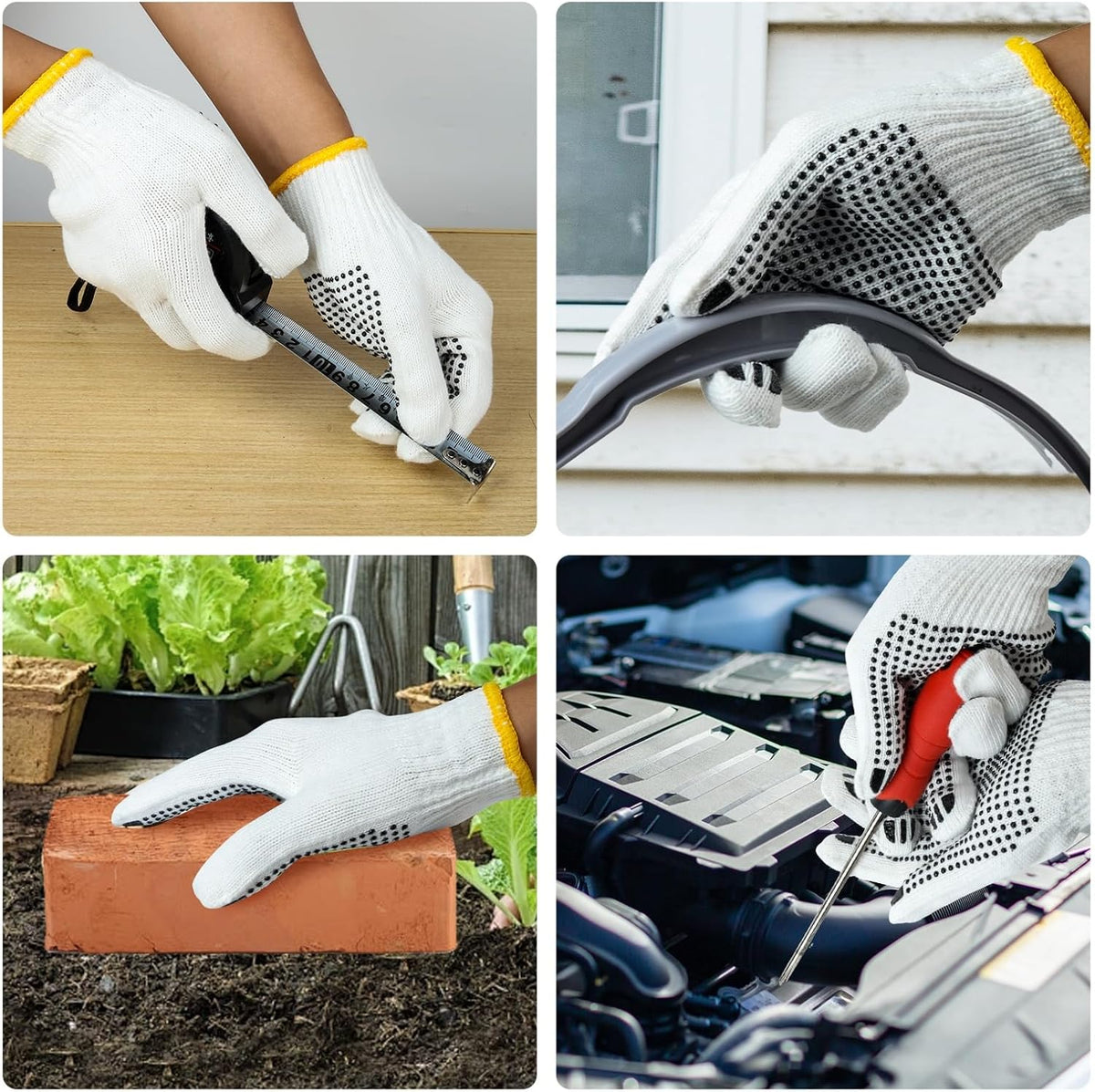 Unisex White Cotton Polyester Knitted Safety Work Gloves, 12/36/240 Pairs