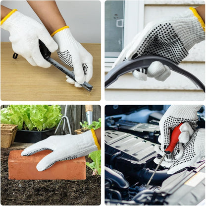 Unisex White Cotton Polyester Knitted Safety Work Gloves, 12/36/240 Pairs