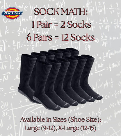 Dickies Men's Dri-Tech Moisture Control Boot-Length Socks, Available in L-XL (6, 12 Pairs)