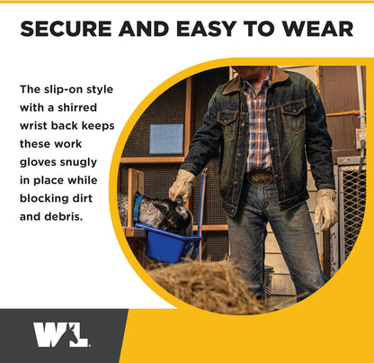 Wells Lamont Men's Work Gloves, Cowhide Leather, Reinforced Palm, Large