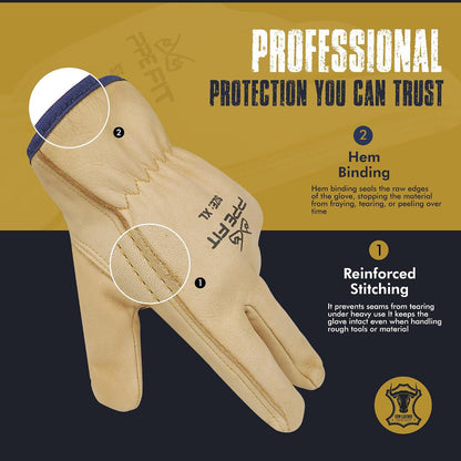 Waterproof Work Gloves – Heavy Duty, Non-Slip Grip, Durable All-Weather Protection - Large