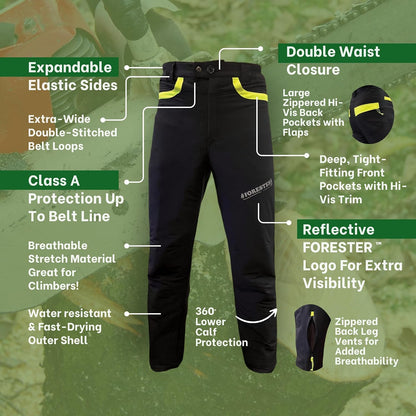 FORESTER Chainsaw Protective Pants – Lightweight 360 Degree Class A Safety Protection for Forestry and Arborist