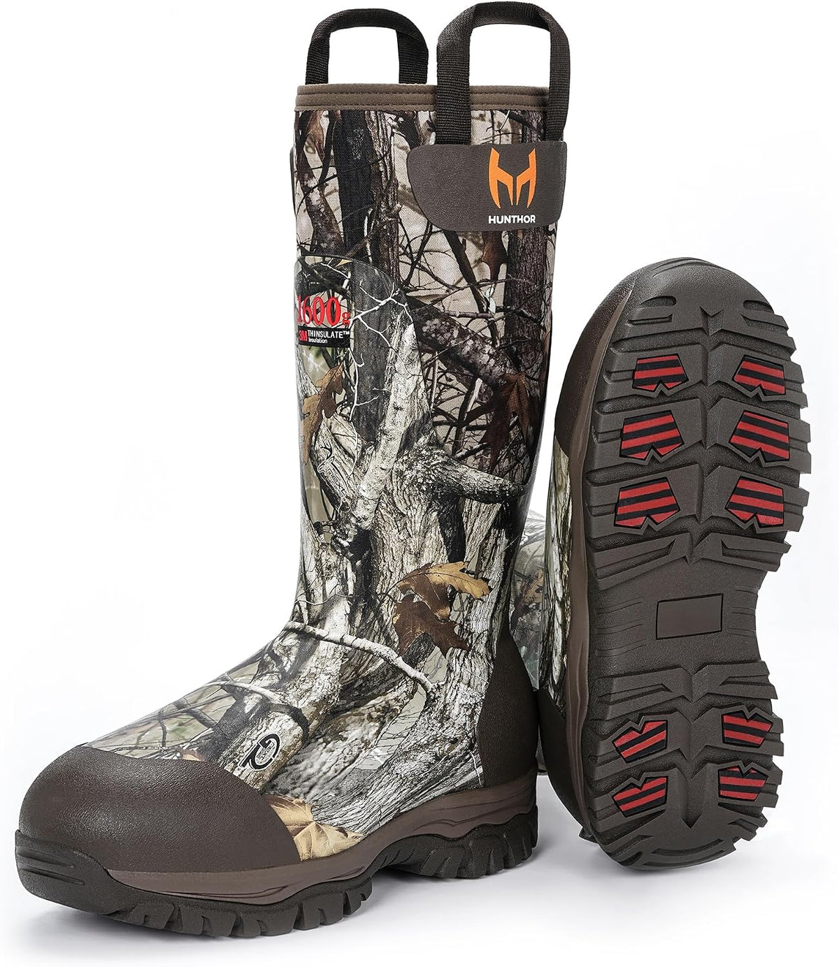 Hunthor Men's 1600G Insulated Waterproof Rubber Hunting Boots