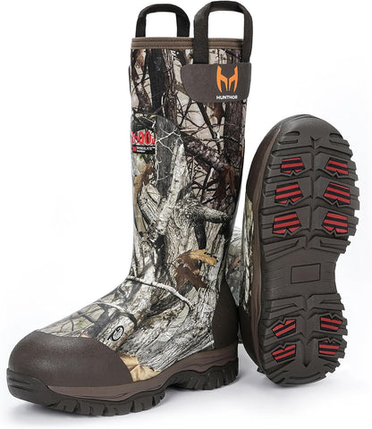 Hunthor Men's 1600G Insulated Waterproof Rubber Hunting Boots