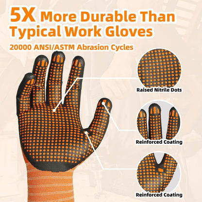 Schwer 3/6/12 Pairs Safety Work Gloves, MicroDot Abrasion & Grip, LT5619, L