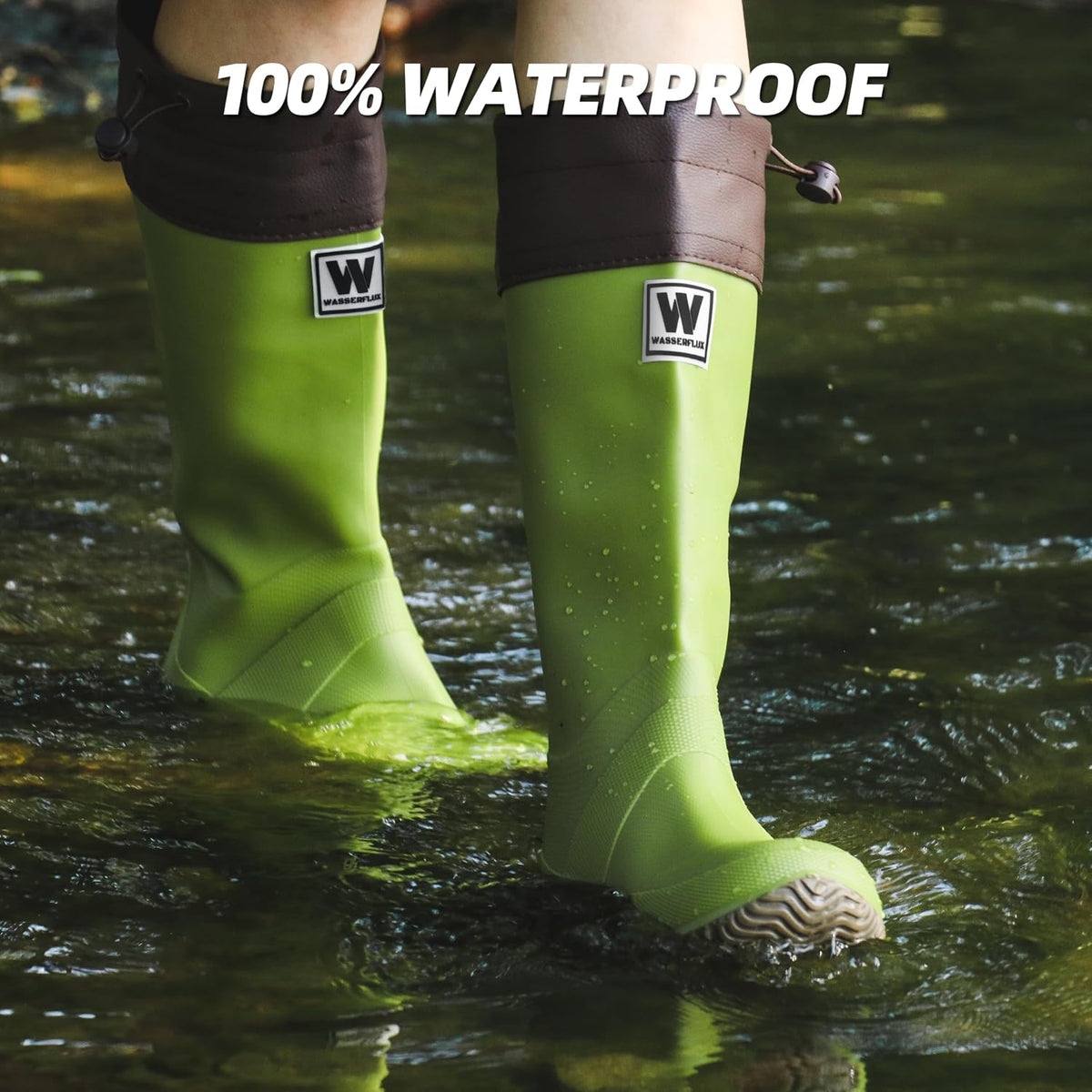 Women’s Waterproof Mid-Calf Rain Boots – Lightweight Foldable Rubber Boots with Adjustable Cuff & Anti-Slip Sole for Gardening and Outdoor Work