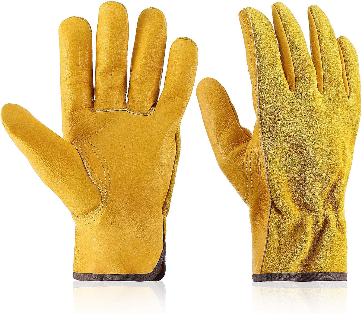Patelai Garden Gloves Leather Gardening Gloves Thorn and Cutting Proof Work Garden Gloves (Large)