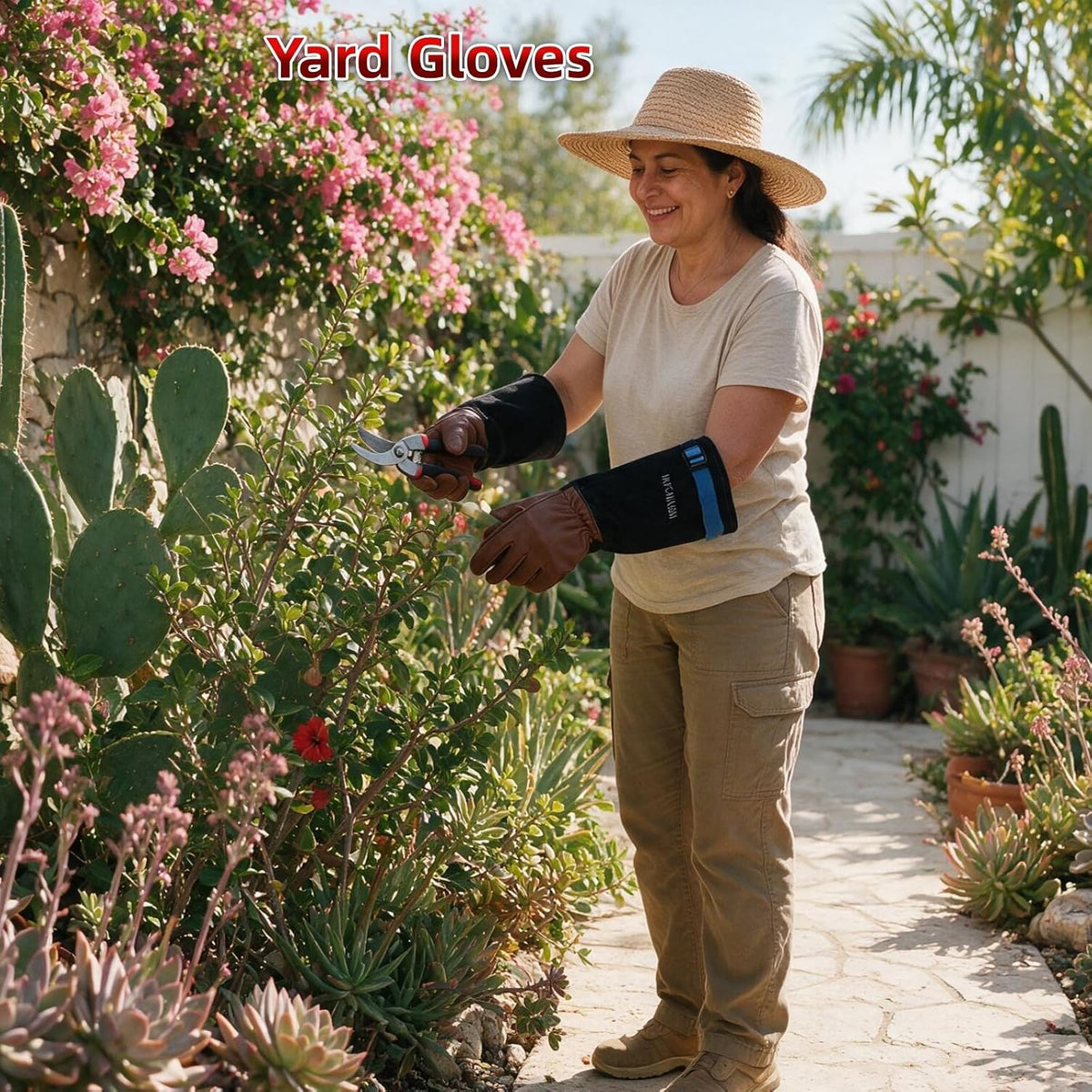 Cow Leather Adjustable Thorn Proof Gardening Gloves