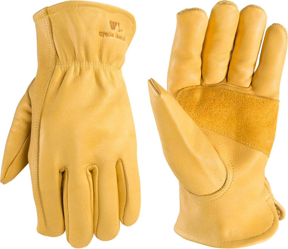 Wells Lamont Men's HydraHyde Leather Work Gloves, Water-Resistant, Large