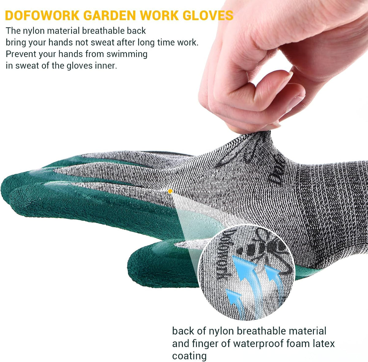 Dofowork Gardening Gloves - 6 Pair Gardening Gloves for Women/Men with Grip