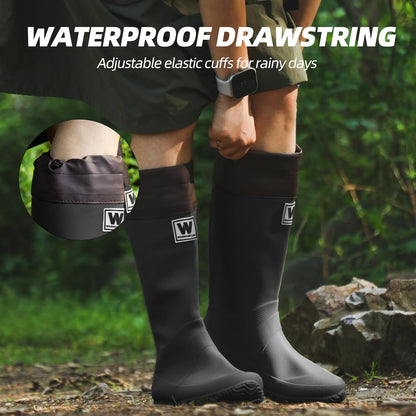 Women’s Waterproof Mid-Calf Rain Boots – Lightweight Foldable Rubber Boots with Adjustable Cuff & Anti-Slip Sole for Gardening and Outdoor Work