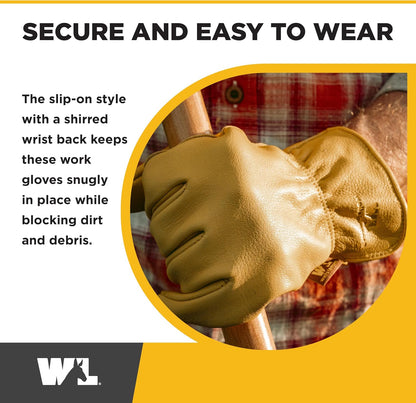 Wells Lamont Men's Deerskin Driving Gloves, Soft Grain Leather, Large