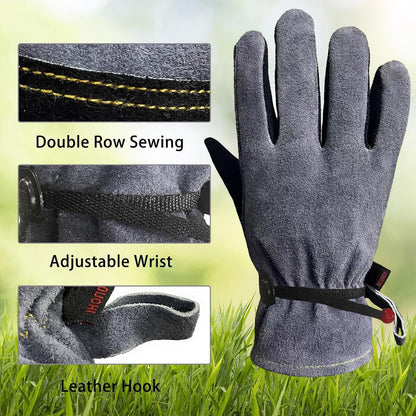 Cowhide Leather Work Gloves,Gardening,Welding Gloves for Men Black XL