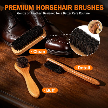 GleamGlee Leather Boot Care Kit, Saddle Soap, Mink Oil & Waterproof Wax Set