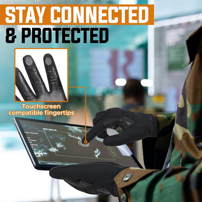 HANDLANDY Tactical Leather Gloves for Men, Cowhide Palm with Knuckle Guard