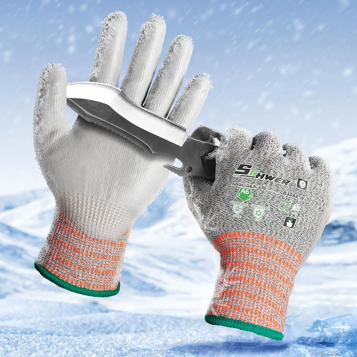 Schwer 12 Pairs A6 Cut Resistant Work Gloves, Reinforced Thumb, CR3028, S