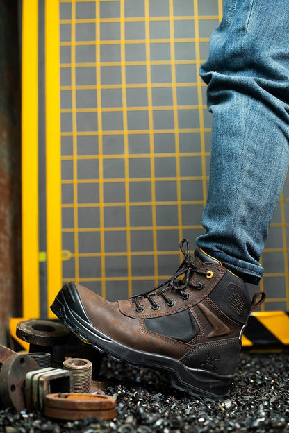 MWORK 6" Safety Work Boots For Men Water Resistant Composite Toe Puncture Resistant EH Non Slip No Metal ASTM F2413-18 Comfortable&Durable MW9276