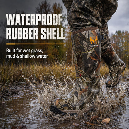 Hunthor 800g Insulated Hunting Boots for Men, Waterproof Rubber Boots