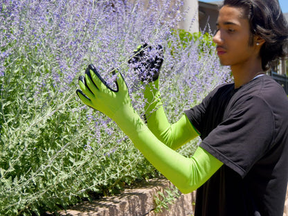 Long Sleeve Gardening Gloves Nitrile-Coated No Slip Grip Cut Proof