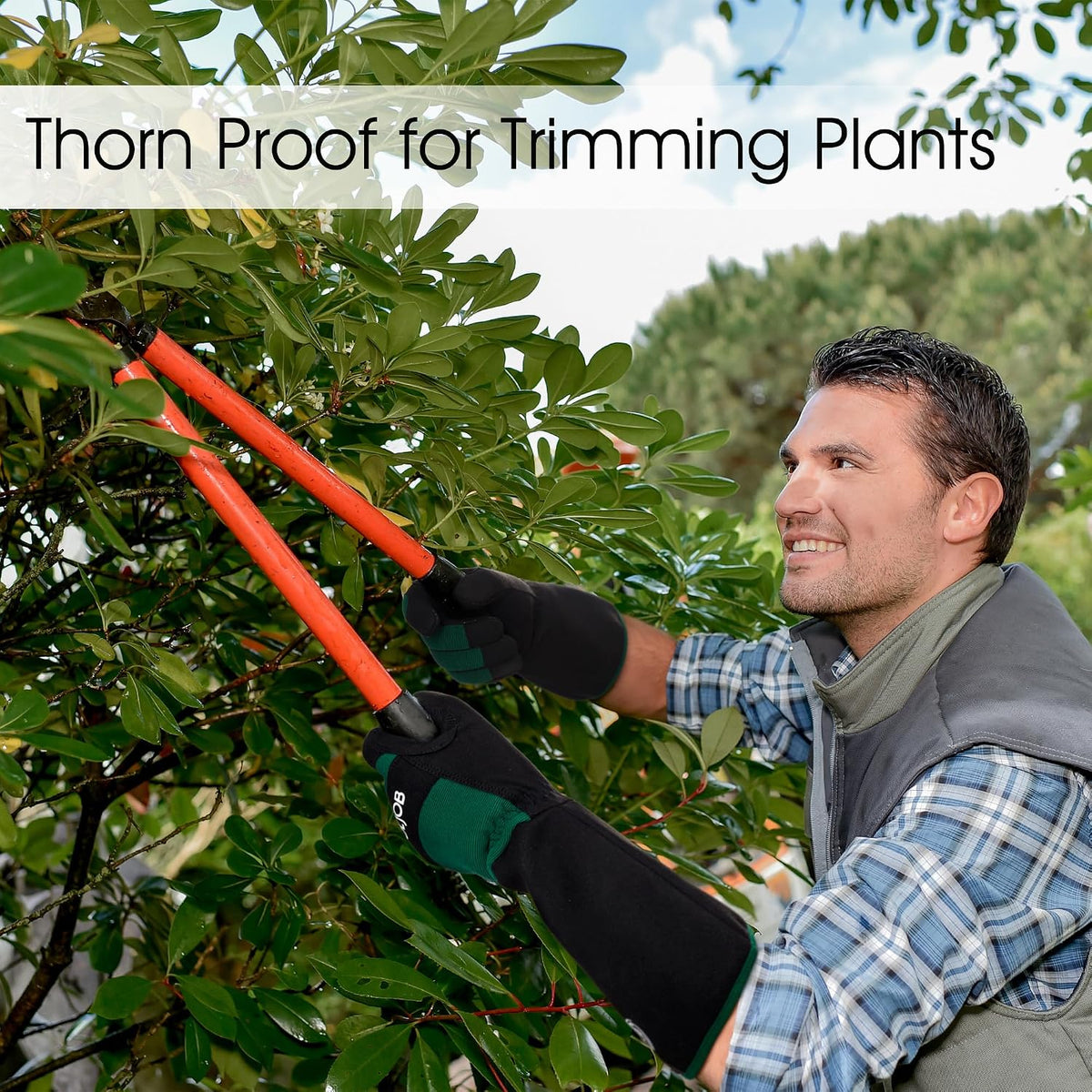 COOLJOB Thorn Proof Rose Pruning Garden Gloves for Men, Long Sleeve Large