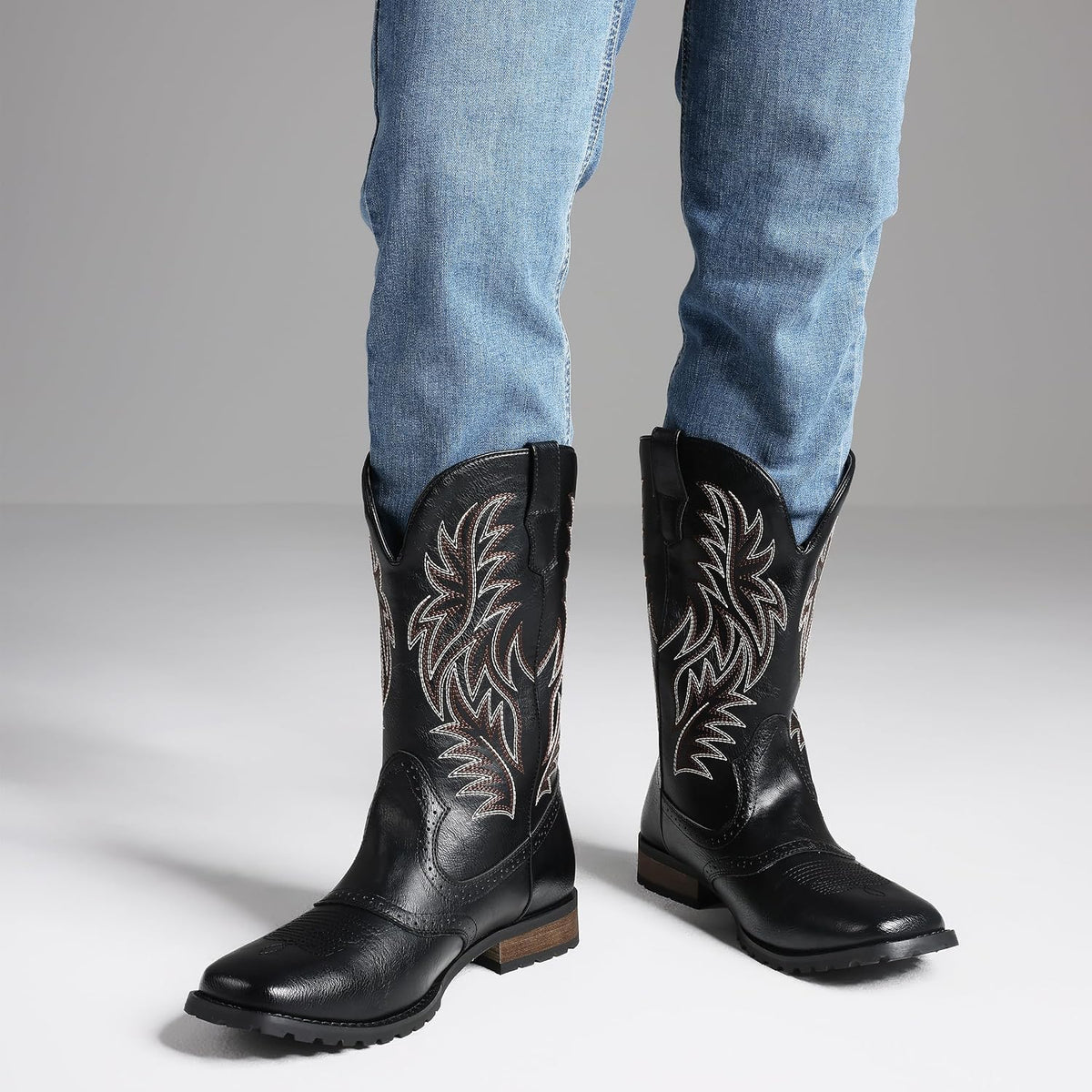 Lyrisiphy Pointed Toe Cowboy Boots Men White Western Country Boots
