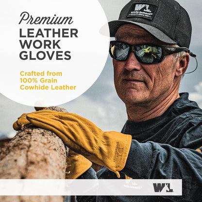 Wells Lamont Men's Work Gloves, Cowhide Leather, Reinforced Palm, Large