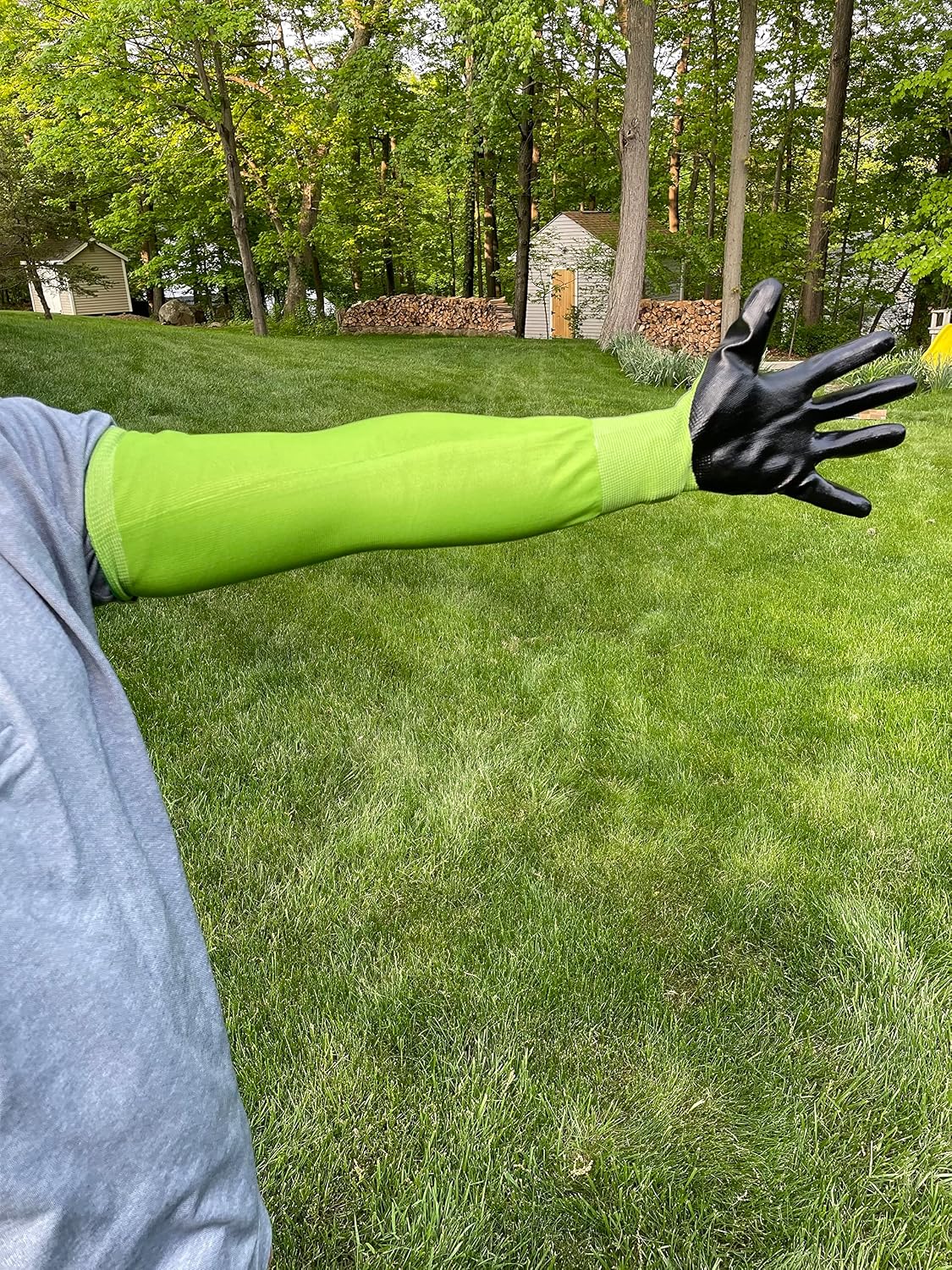 Long Sleeve Gardening Gloves Nitrile-Coated No Slip Grip Cut Proof
